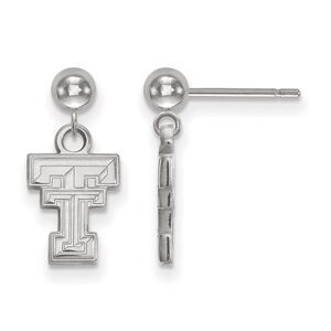 Sterling Silver Texas Tech University Ball Dangle Earrings